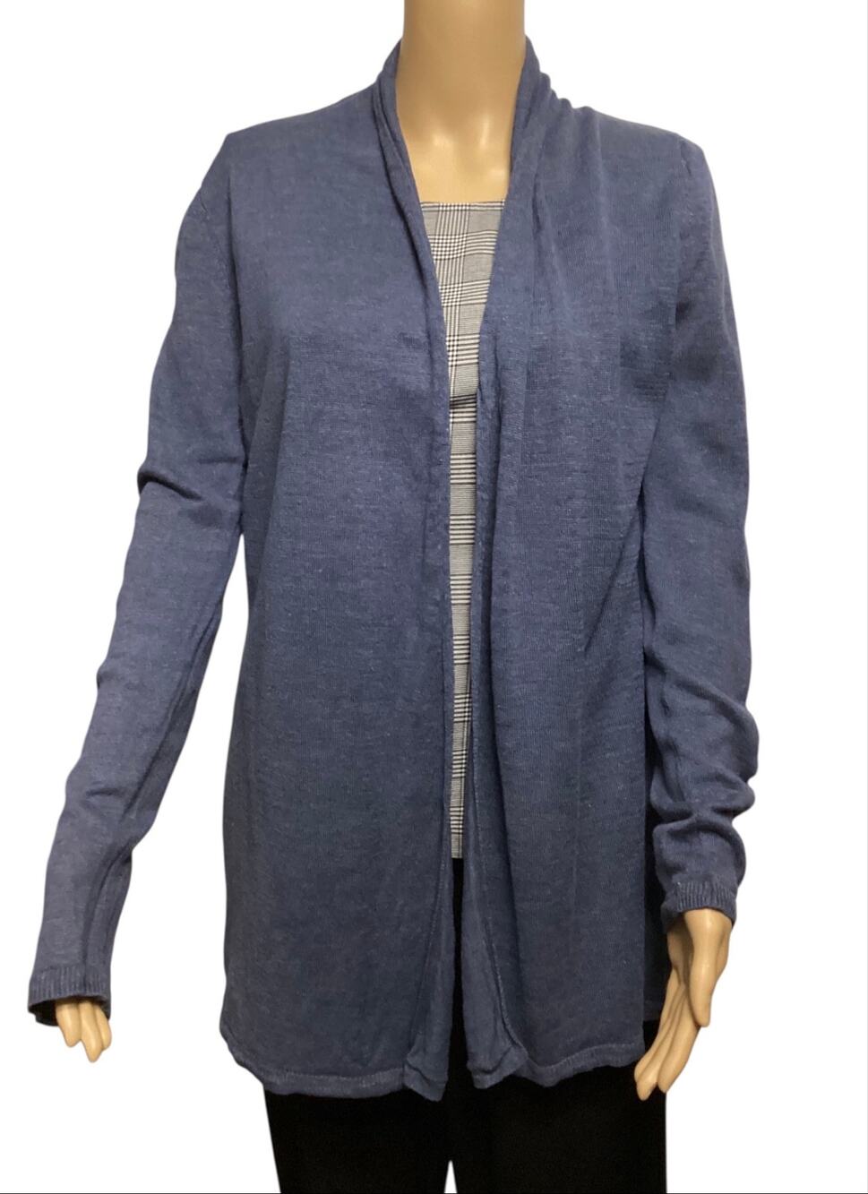 Rachel Zoe 100% Linen Open Front Knit Cardigan Sweater Blue Size Large